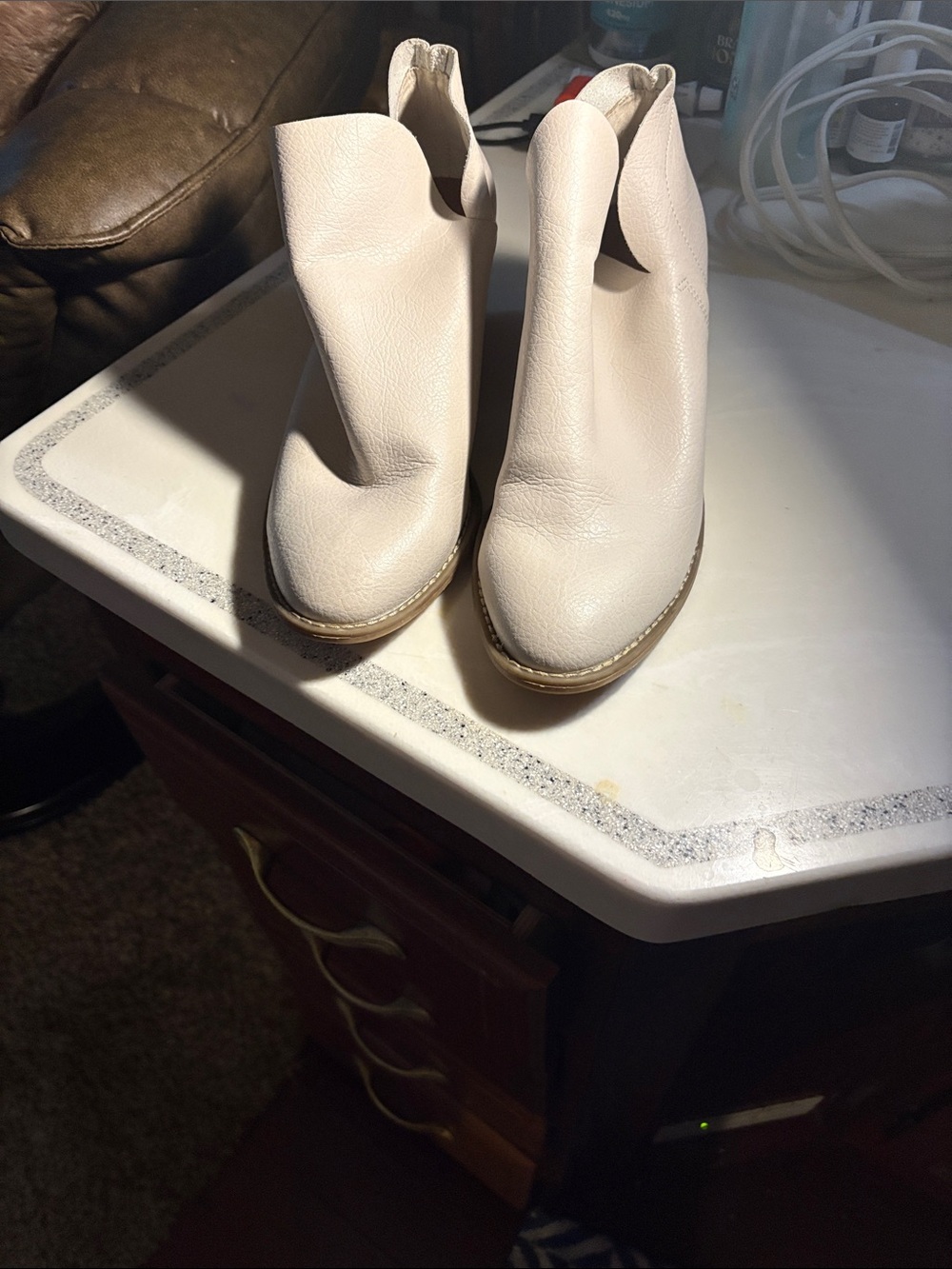 Women's Cream Ankle Booties — Minimal Slip-On Chelsea Style